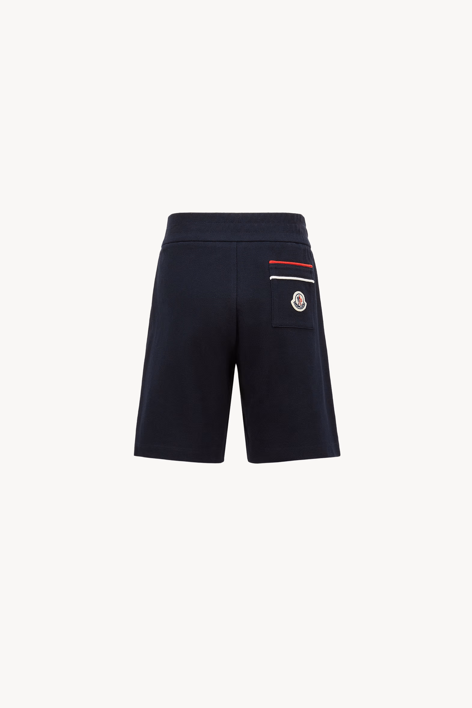 Shorts de piqué de algodón con ribete tricolor Niño Azul marino Moncler 2